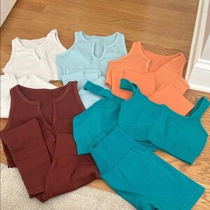 Bundle of Ribbed Activewear Sets Multi color and styles